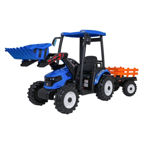 mamido Dětský elektrický traktor MEGA D68 24V s přívěsem modrý