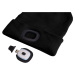 Čepice s čelovkou 180lm, nabíjecí, USB, univerzální velikost, bavlna/PE, černá s bambulkou SIXTO