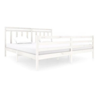 Rám postele bílý masivní dřevo 200 × 200 cm, 3100675