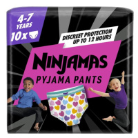 PAMPERS Kalhotky plenkové Ninjamas Pyjama Pants Srdíčka, 10 ks, 7 let, 17kg-30kg