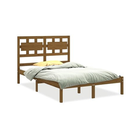 Rám postele medově hnědý masivní dřevo 120 × 200 cm, 3105663 SHUMEE