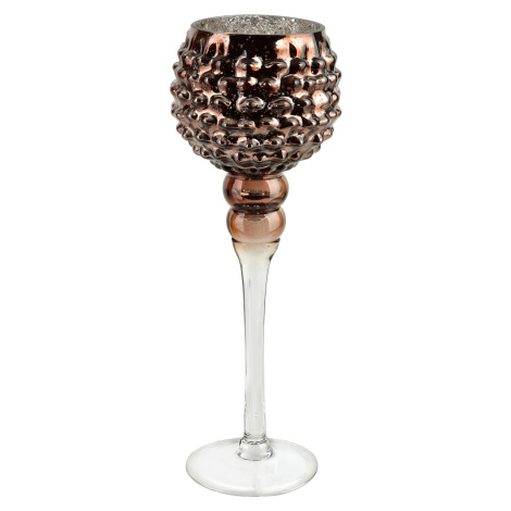 Mondex Skleněný svícen DONNA 35 cm bronzově hnědý