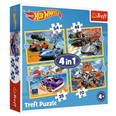 Puzzle Autíčka Hot Wheels 4v1 (35,48,54,70 dílků)