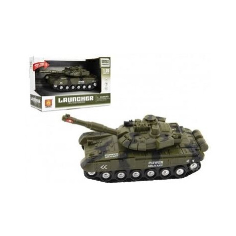 Teddies Tank plast 20cm na setrvačník na baterie se světlem se zvukem v krabici 24x16x11cm