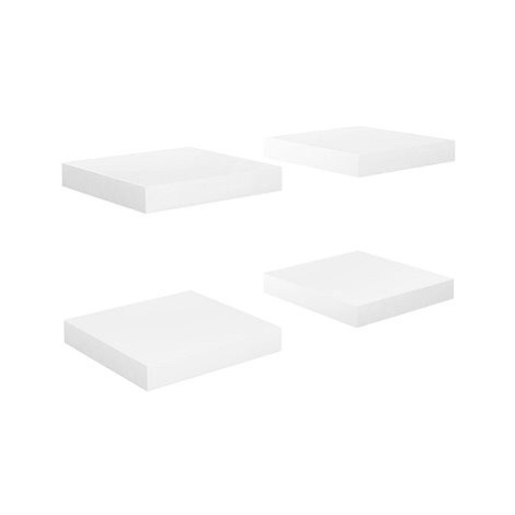 Shumee plovoucí nástěnné 4 ks bílé vysoký lesk 23×23,5×3,8 cm, 323741