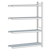 SCHULTE Širokorozpěťový regál, s ocelovou policí, výška 2500 mm, rozpětí 1500 mm, přístavný regá