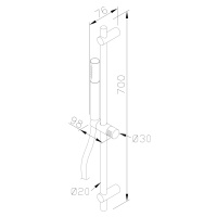 Sapho MINIMAL sprchová tyč, posuvný držák, 700mm, nerez