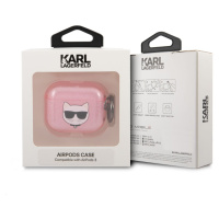 Silikonový kryt Karl Lagerfeld TPU Glitter Choupette Head KLA3UCHGP pro Airpods 3, růžová