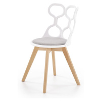 Židle K308 polypropylen/dřevo/látka bílá/šedá