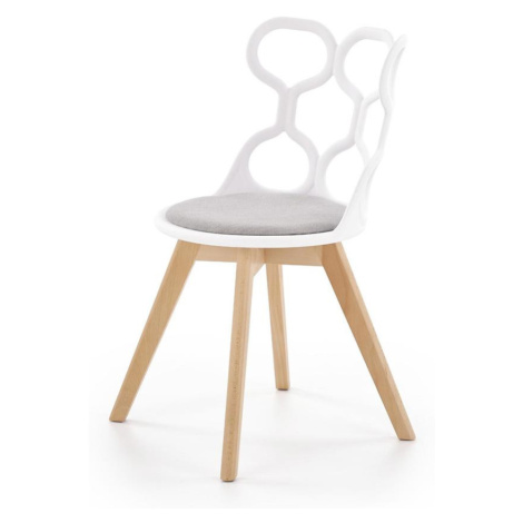 Židle K308 polypropylen/dřevo/látka bílá/šedá BAUMAX