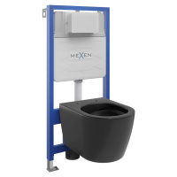 MEXEN/S WC předstěnová instalační sada Fenix Slim s mísou WC Carmen, černá mat 6103388XX85