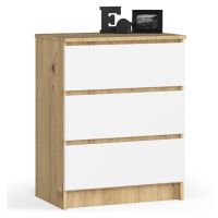 Ak furniture Komoda Kuba 60 cm - 3 šuplíky dub artisan/bílá