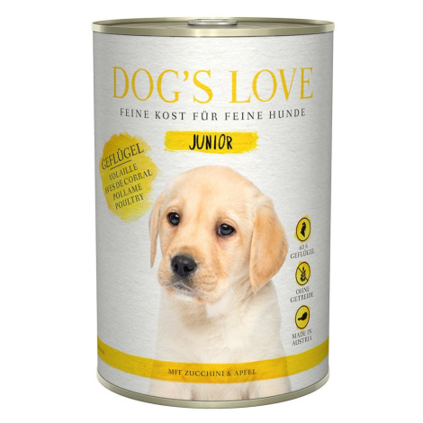 Dog's Love Junior drůbeží maso s cuketou a jablkem 12x400g