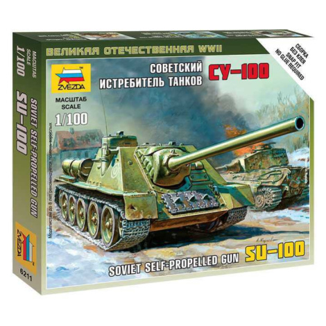 Wargames (WWII) military 6211 - Self-propelled Gun SU-100 (1: 100) Zvezda