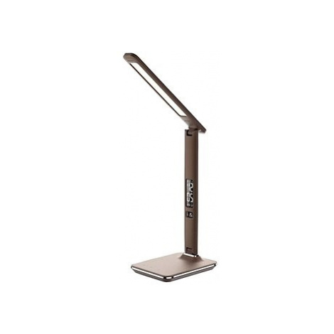 Solight LED stolní lampička s displayem, 9W, volba teploty světla, kůže, hnědá