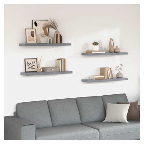 vidaXL Plovoucí nástěnné police 4 ks šedé 90 x 23,5 x 3,8 cm MDF