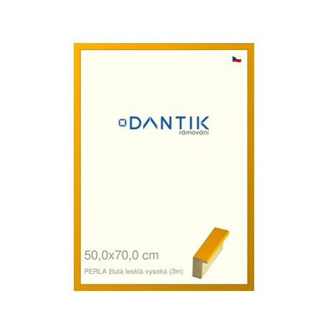 DANTIK rámeček 50 × 70, PERLA žlutý lesklý vysoký plexi čiré