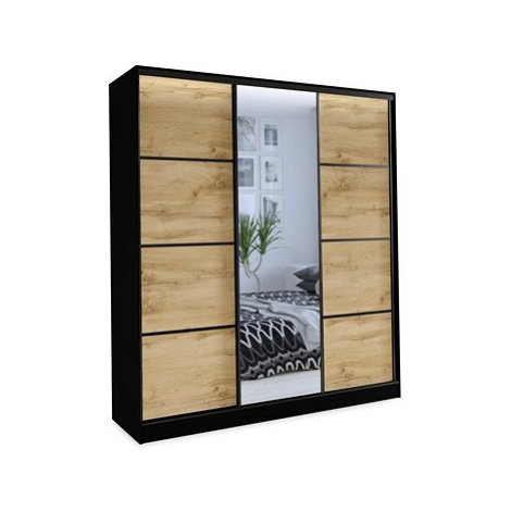 Nejlevnější nábytek Harazia 150 se zrcadlem - černý mat / dub wotan