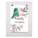 Dekorační plakát s motivem ptačí rodiny - Family is everything