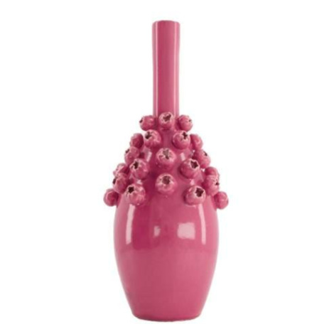Váza kulatá úzké hrdlo dekor bobule keramika růžová 35,5cm Dijk