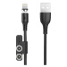 Magnetický kabel 3 v 1 z USB na USB-C / Lightning / Micro USB Foneng X62, 2,4 A, 1 m (černý)