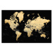 Plakát, Obraz - Blursbyai - Black and Gold world map, 120 × 80 cm