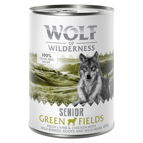 Wolf of Wilderness konzervy, 12 x 400 g - 10 + 2 zdarma - Green Fields -jehněčí & kuřecí