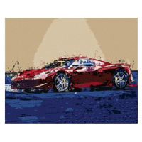 Diamondi - ČERVENÉ ABSTRAKTNÍ AUTO FERRARI, 40x50 cm, bez rámu a bez vypnutí plátna