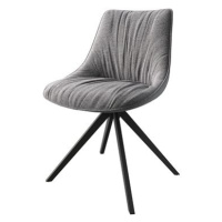 DELIFE Otočná židle Elda-Flex texturovaná tkanina světle šedá křížová podnož hranatá