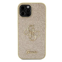 Guess PU Fixed Glitter 4G Metal Logo Zadní Kryt pro iPhone 12/12 Pro Gold