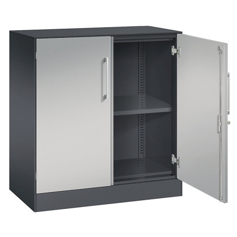 C+P Skříň s otočnými dveřmi ASISTO, výška 897 mm, šířka 800 mm, 1 police, černošedá/bílý hliník