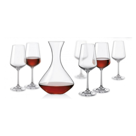 Crystalex sada sklenic a karafy na červené víno Sandra 1+6 Crystalex-Bohemia Crystal