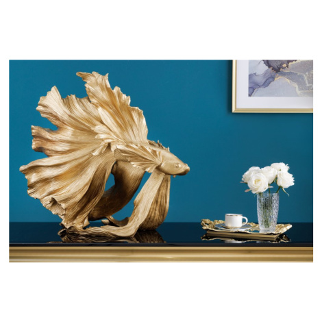 Dekorační socha rybka TEJE Dekorhome Zlatá Invicta Interior