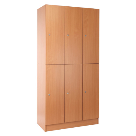 Lenza Dřevěná šatní skříňka Visio - 6 boxů, 90 x 45 x 185 cm, cylindrický zámek, buk