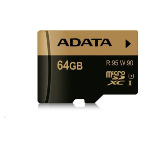 ADATA MicroSDXC karta 64GB Premier Pro UHS-I V30S (R:100/W:80 MB/s) + SD adaptér