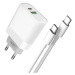 Nabíječka XO L64 Wall Charger, USB + USB-C, 20W (White) (6920680869930)