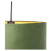 Závěsná lampa s velurovým odstínem zelené se zlatem - Combi
