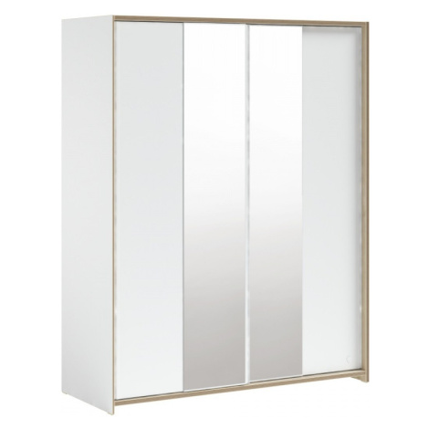 Velká šatní skříň s posuvnými dveřmi a zrcadlem dylan - bílá/dub