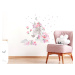 Pastelowe Love Nálepka na zeď - jednorožec s květy barva: růžová