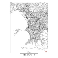 Mapa Marseille, Hubert Roguski, 30 × 40 cm