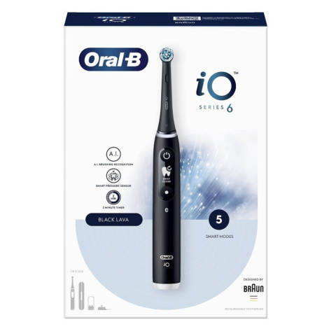 Oral-B iO Series 6 Black Elektrický Zubní Kartáček S Revoluční Magnetickou Technologií iO A Mikr