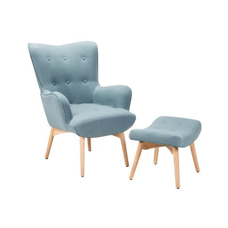 SHUMEE relaxační křeslo se stoličkou, samet a PVC, krémově bílé, 327807 BELIANI