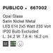 NOVA LUCE bodové svítidlo PUBLICO opálové sklo nikl satén kov E14 2x5W IP20 bez žárovky 667002