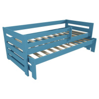 Modrá postel s výsuvnou přistýlkou DPV007-90