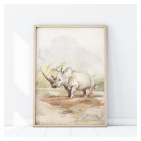 Nástěnný safari plakát s motivem nosorožce