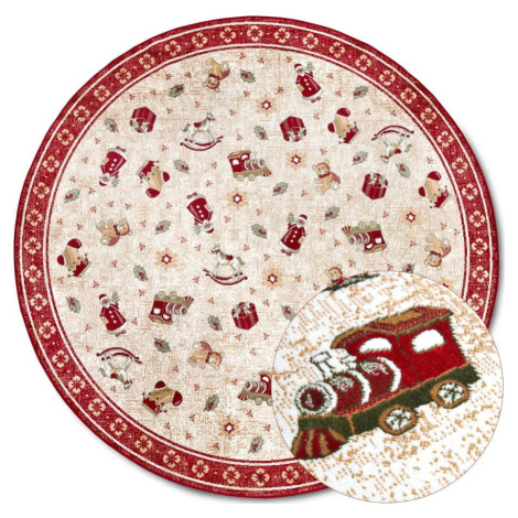 Červený kulatý koberec s vánočním motivem s příměsí bavlny ø 200 cm Toy's Delight Red Christmas  Villeroy & Boch