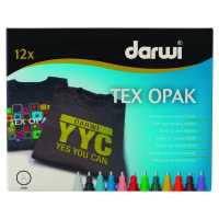 Darwi Tex Fabric Opak Marker Set Sada textilních fixů 12 x 6 ml