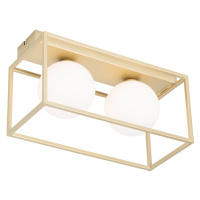 Designová stropní lampa zlatá s bílými 2 světly - Aniek
