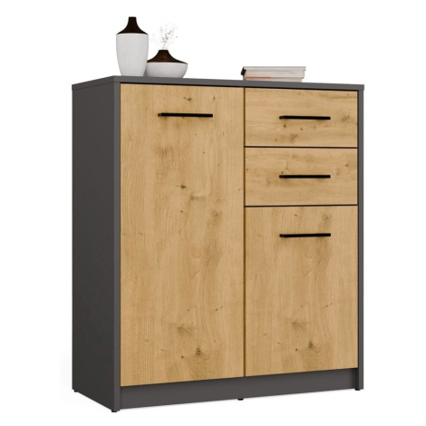 TP Living Komoda SIMPLO 2D2S 74 cm antracitová/dub artisan