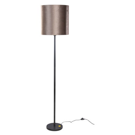 Vloerlamp zwart met velours kap bruin 40cm - Simplo QAZQA